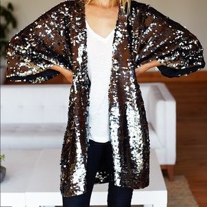 Emerson Fry Kimono-style sequin open jacket (M/L)